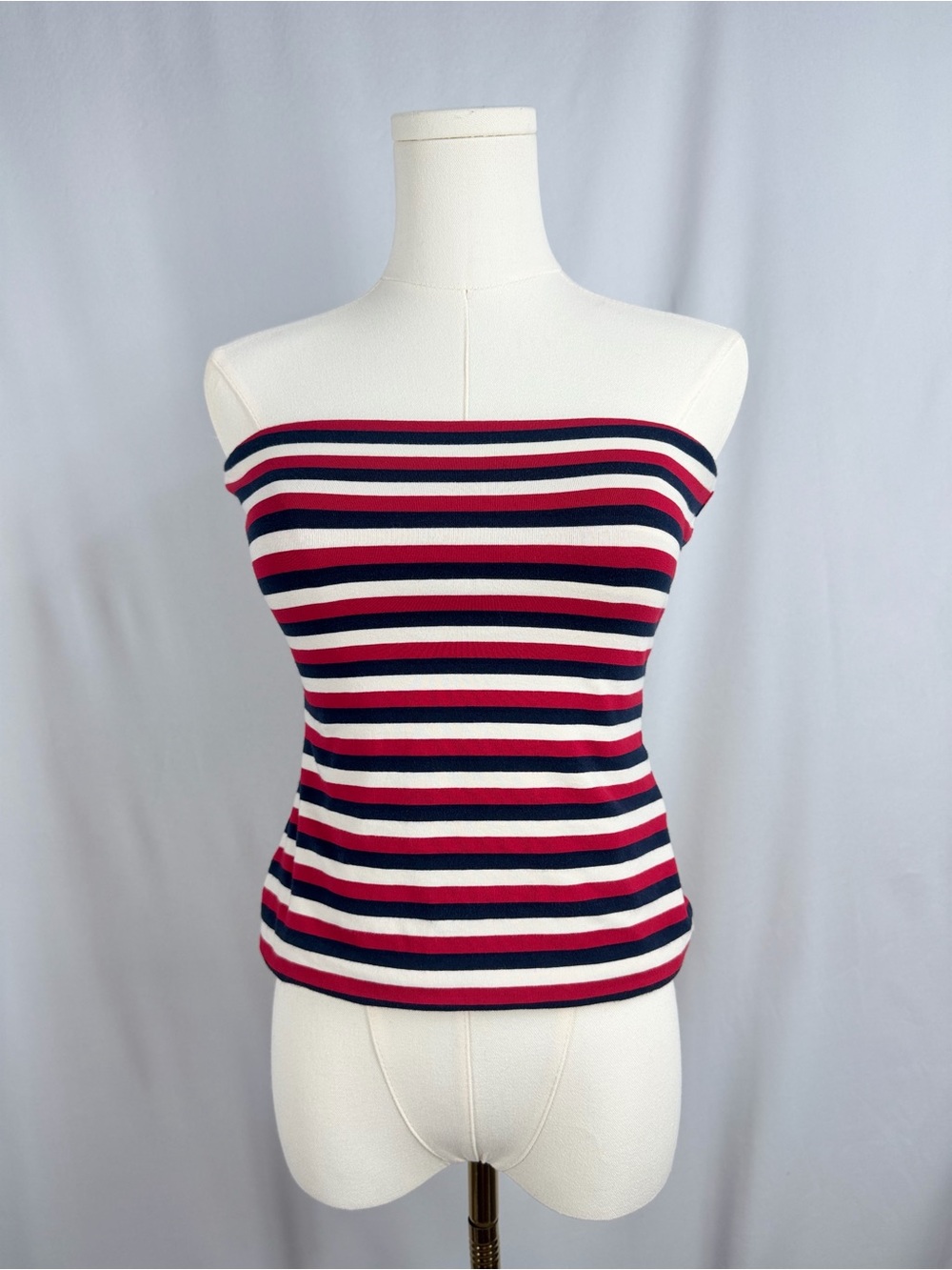 Madewell Womens Knit Tube Top Medium M Red White Blue Striped Strapless Stretch